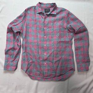 Bonobos linen standard fit long sleeved medium in pink and blue